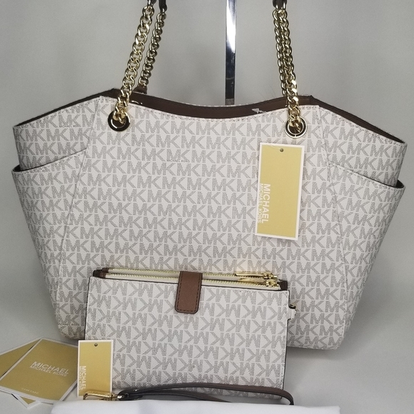 Sold Out Michael Kors 3 Set Matching Shoulder Bag Purse Tote Wallet Pom Designer - Picture 5 of 11